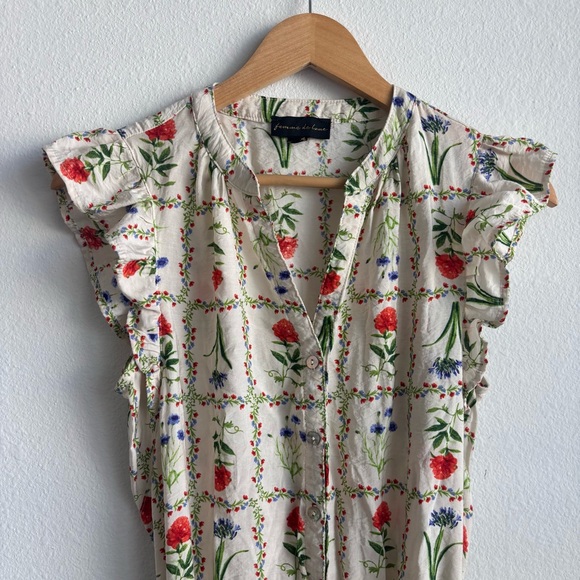 femme de lune Cream Tiered Floral Bohemian Midi Dress Ruffled Sleeve Tie Waist - Picture 3 of 9